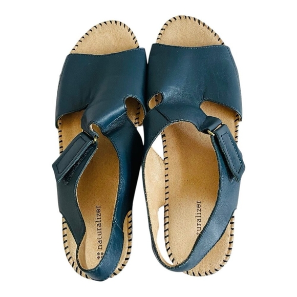 Naturalizer Scout Navy Blue Genuine Leather Women’s Comfort Flat Sandals 11 NWOB - Picture 7 of 9